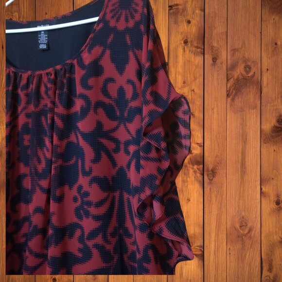 Style & Co Women's Size 3X Flutter Sleeve Pullover Tank Blouse Boho Witchy Lined - Picture 3 of 5